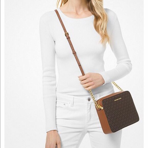 MICHAEL KORS Jet Set east west CROSSBODY Messenger Shoulder Handbag Signature - Picture 14 of 14